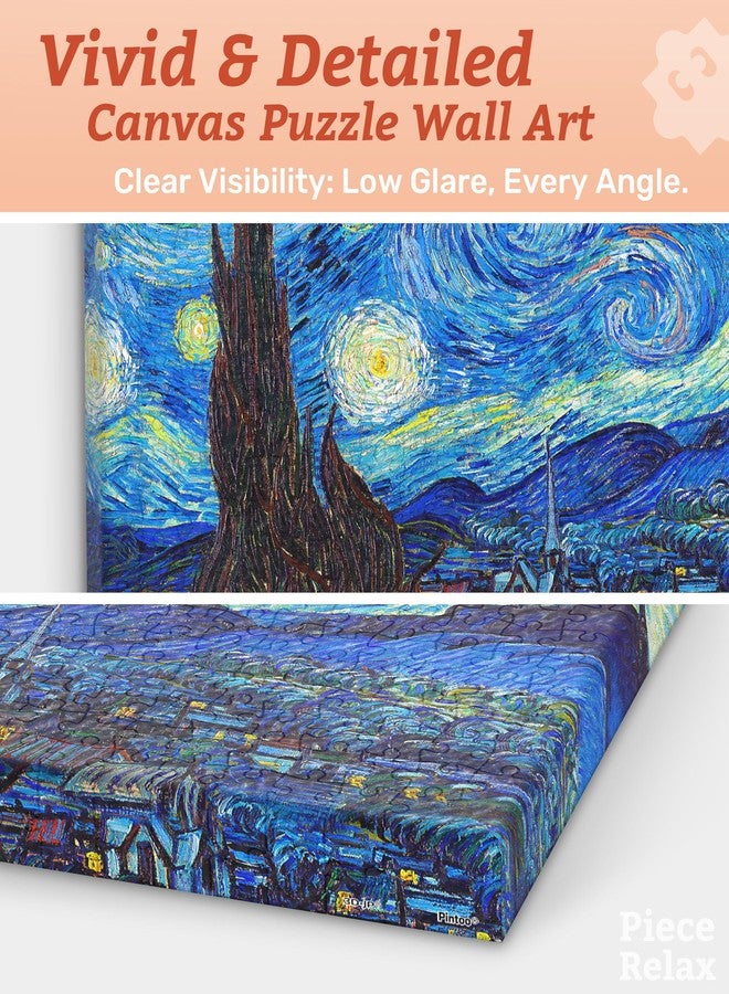 PieceRelax Puzzle Canvas Wall Art 366 Plastic Pieces for Adults - Vincent Van Gogh - The Starry Night - Unique Gift & Home Décor with Jigsaw Puzzle Artwork for Living Room Bedroom [HN1306] - Image 3